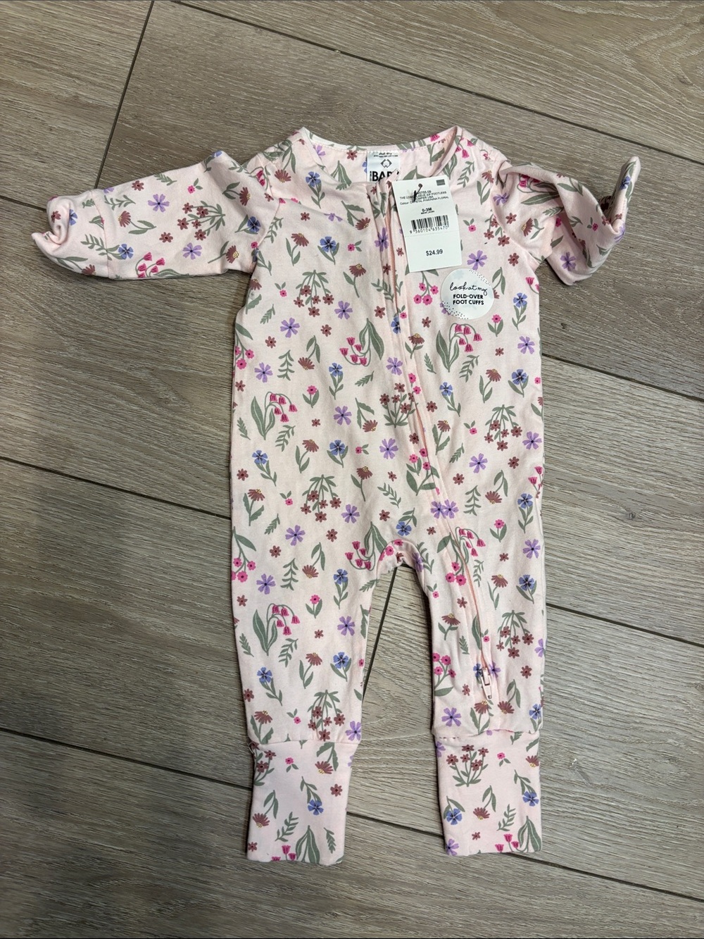 New! COTTON ON BABY Pink Floral Zip Romper 0-3 Months - Picture 1 of 5